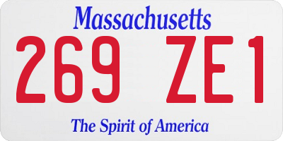 MA license plate 269ZE1
