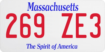 MA license plate 269ZE3
