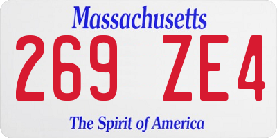 MA license plate 269ZE4