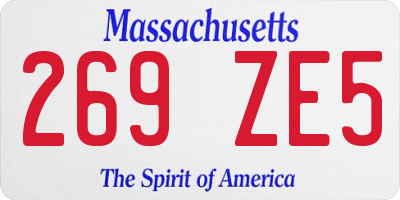 MA license plate 269ZE5