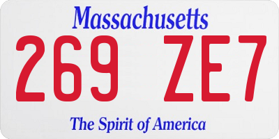 MA license plate 269ZE7