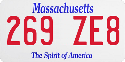MA license plate 269ZE8