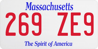 MA license plate 269ZE9