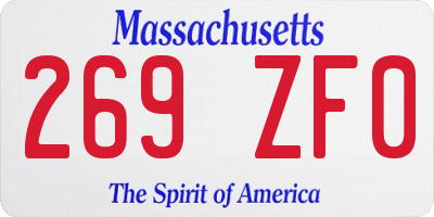 MA license plate 269ZF0