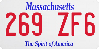 MA license plate 269ZF6