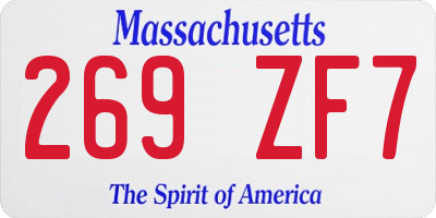 MA license plate 269ZF7
