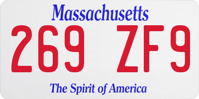 MA license plate 269ZF9
