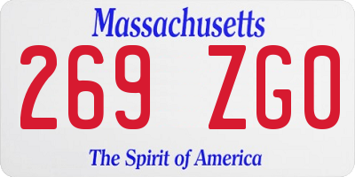 MA license plate 269ZG0