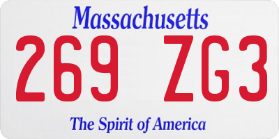 MA license plate 269ZG3