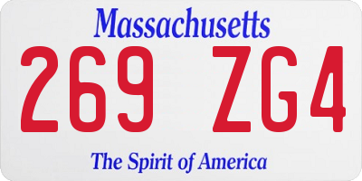 MA license plate 269ZG4