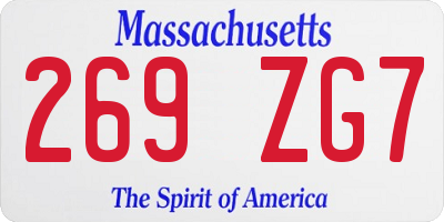 MA license plate 269ZG7
