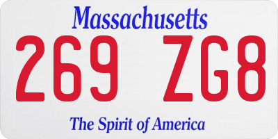 MA license plate 269ZG8