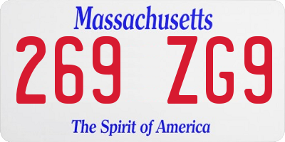 MA license plate 269ZG9