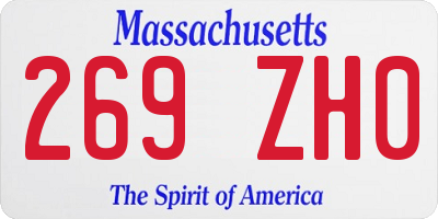 MA license plate 269ZH0