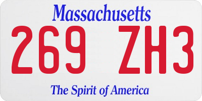 MA license plate 269ZH3