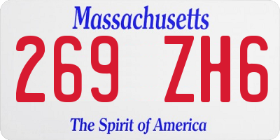 MA license plate 269ZH6