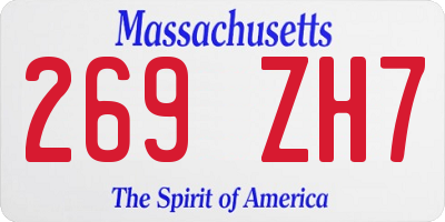 MA license plate 269ZH7