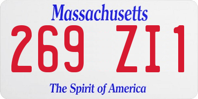 MA license plate 269ZI1