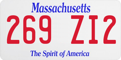 MA license plate 269ZI2