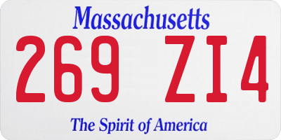 MA license plate 269ZI4