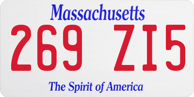 MA license plate 269ZI5