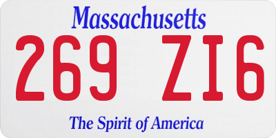 MA license plate 269ZI6