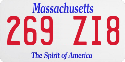MA license plate 269ZI8