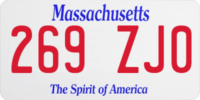 MA license plate 269ZJ0