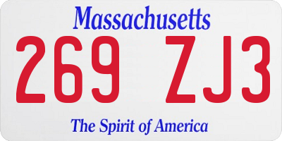 MA license plate 269ZJ3