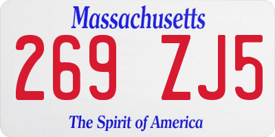 MA license plate 269ZJ5