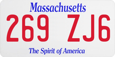 MA license plate 269ZJ6