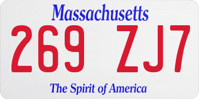 MA license plate 269ZJ7