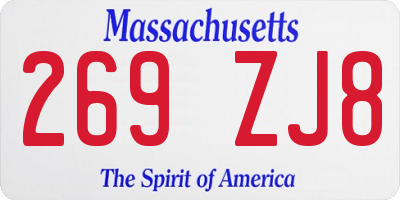 MA license plate 269ZJ8