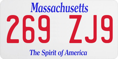 MA license plate 269ZJ9