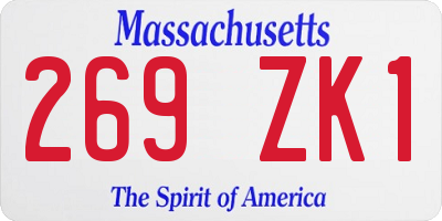 MA license plate 269ZK1