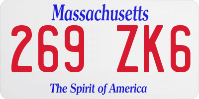 MA license plate 269ZK6