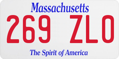 MA license plate 269ZL0