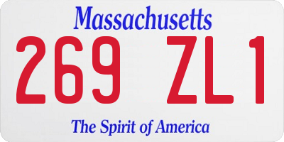 MA license plate 269ZL1