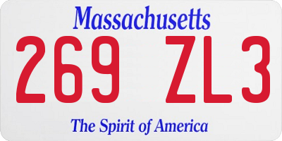 MA license plate 269ZL3