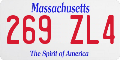 MA license plate 269ZL4