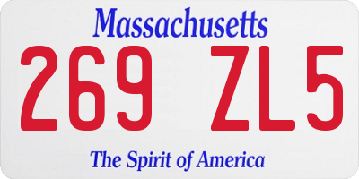 MA license plate 269ZL5