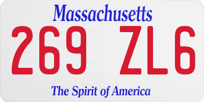 MA license plate 269ZL6