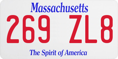 MA license plate 269ZL8
