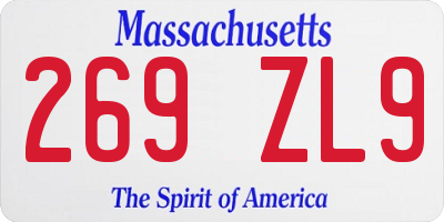 MA license plate 269ZL9