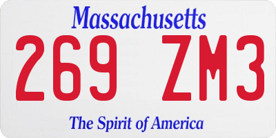 MA license plate 269ZM3