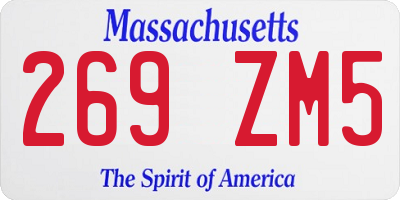MA license plate 269ZM5