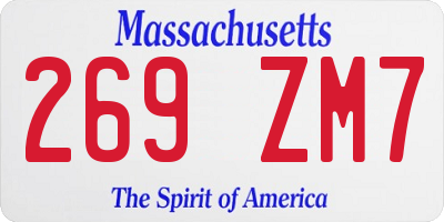 MA license plate 269ZM7