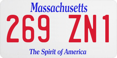 MA license plate 269ZN1
