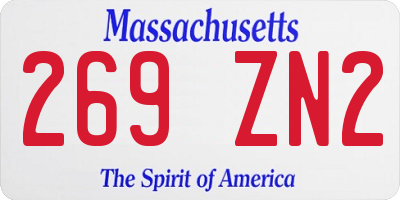 MA license plate 269ZN2