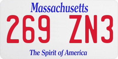 MA license plate 269ZN3